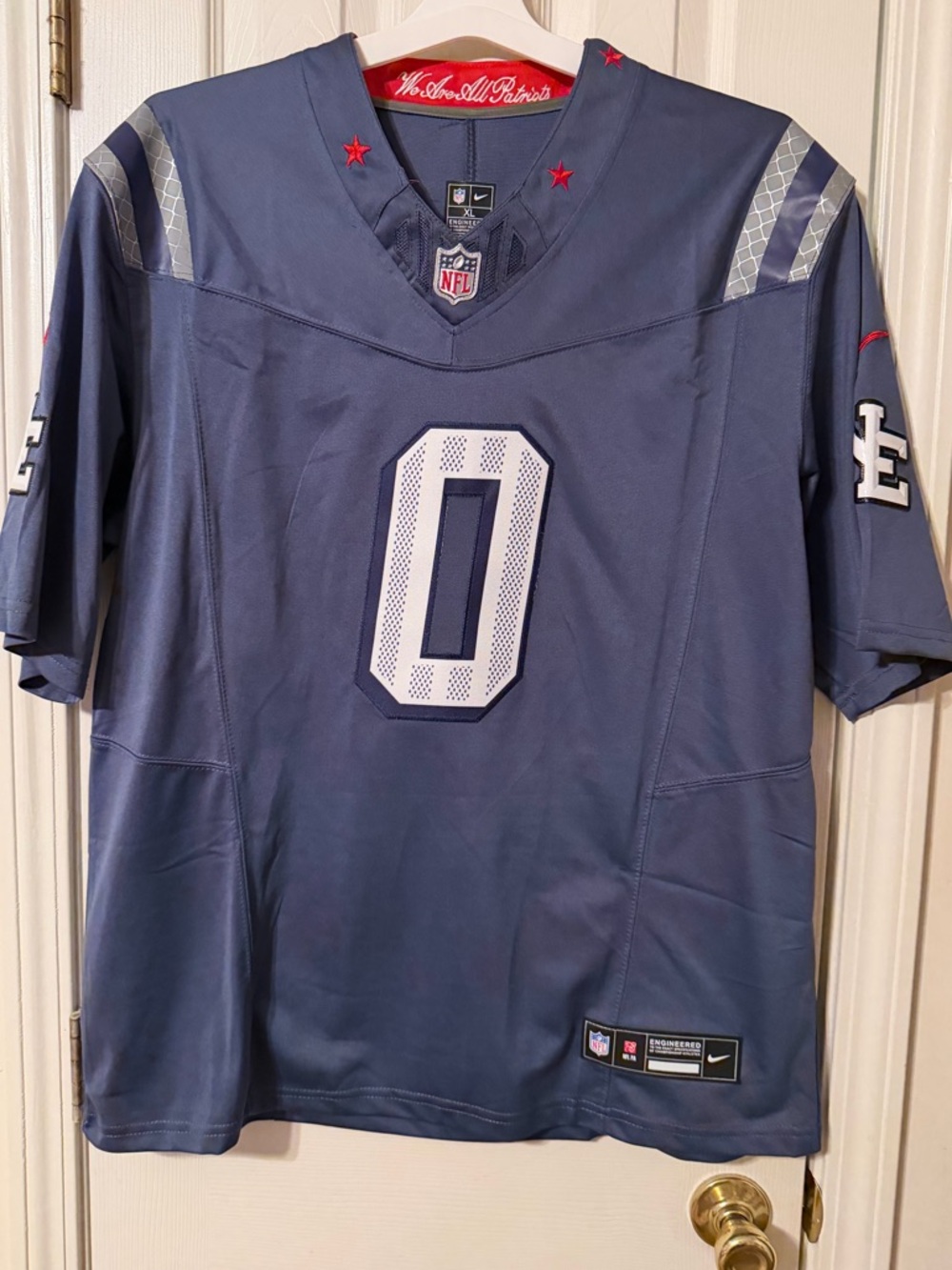 Nike Men's Navy Blue Football Jersey with White Number 0